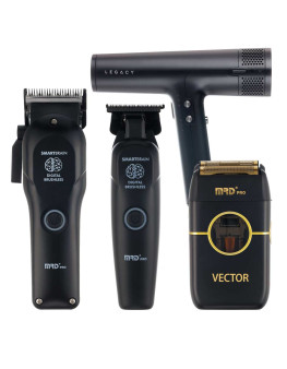 Набор для стрижки волос Машинка и Триммер MRD PRO Smart Brain 3969ST черный + шейвер Vector + фен Dewal Legacy