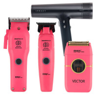 Набор для стрижки волос Машинка и Триммер MRD PRO Smart Brain 3969ST розовый + шейвер Vector + фен Dewal Legacy