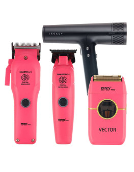 Набор для стрижки волос Машинка и Триммер MRD PRO Smart Brain 3969ST розовый + шейвер Vector + фен Dewal Legacy