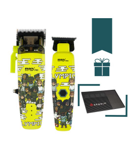 Набор для стрижки волос Машинка и Триммер MRD PRO Smart Brain 90-4 LE салатовый + магнитный коврик Dewal Pro MK-01 в подарок