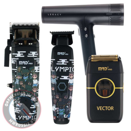 Набор для стрижки волос Машинка и Триммер MRD PRO Smart Brain 90-4 LE черный + шейвер Vector + фен Dewal Legacy