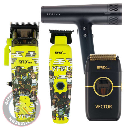 Набор для стрижки волос Машинка и Триммер MRD PRO Smart Brain 90-4 LE салатовый + шейвер Vector + фен Dewal Legacy