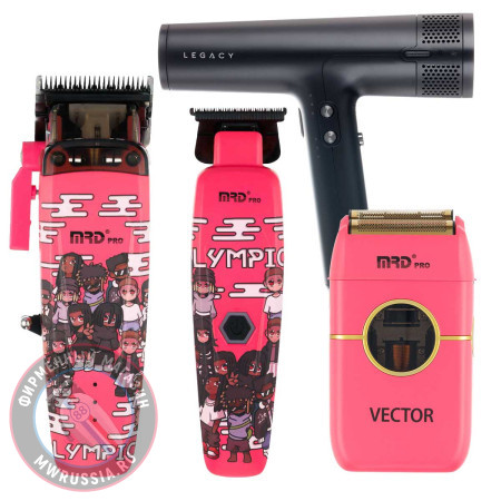 Набор для стрижки волос Машинка и Триммер MRD PRO Smart Brain 90-4 LE розовый + шейвер Vector + фен Dewal Legacy