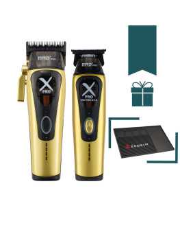 Набор для стрижки волос Машинка и Триммер MRD PRO Vector X-Pro золотой + магнитный коврик Dewal Pro MK-01 в подарок