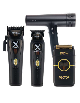 Набор для стрижки волос Машинка и Триммер MRD PRO Vector X-Pro черный + шейвер Vector + фен Dewal Legacy
