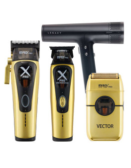 Набор для стрижки волос Машинка и Триммер MRD PRO Vector X-Pro золотой + шейвер Vector + фен Dewal Legacy