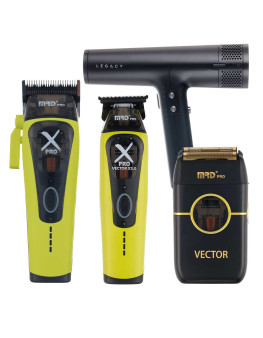 Набор для стрижки волос Машинка и Триммер MRD PRO Vector X-Pro салатовый + шейвер Vector + фен Dewal Legacy