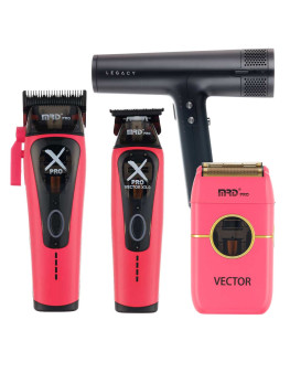Набор для стрижки волос Машинка и Триммер MRD PRO Vector X-Pro розовый + шейвер Vector + фен Dewal Legacy
